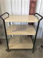 Metal cart on wheels w/ removable top tray