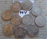 10 Canadian 50 Cent Coins...