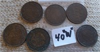 6 Large Canadian One Cent Coins...