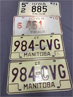 Manitoba pair license plates & 2 1970's pla