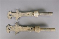 Pair of Archaistic Weapon with Hardstone Inset