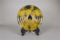 Old Yellow and Black Agate Carved Bi Disk