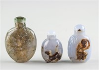 3 Assorted Chinese Qing Dynasty Agate Snuff Bottle