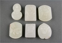 Six Assorted Chinese White Hardstone Pendant