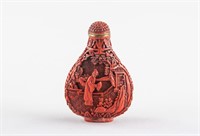 Chinese Lacquer Carved Snuff Bottle Beauties