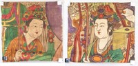 2 Chinese Tang Mural Style Painting on Cloth