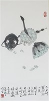 FAN ZENG Chinese b.1938 Watercolor Scroll Mouse