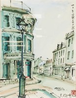 WU GUANZHONG Chinese 1919-2010 Watercolor Street