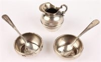 SMALL SALT CELLARS WITH SPOONS & MINIATURE PITCHER