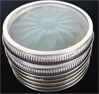 STERLING SILVER ETCHED GLASS COASTER LOT
