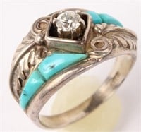 STERLING SILVER TURQUOISE FASHION RING C.W.