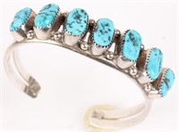 ROUGH DYED TURQUOISE SILVER CUFF BRACELET