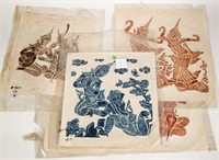 THAI TEMPLE RUBBINGS, LOT OF FOUR, comprising an