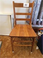 Oak slat back chair w/hip rests