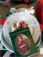 Large Santa face ceramic cookie plate - Christmas