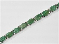Sterling Silver Emerald (7.31ct) Tennis Bracelet,
