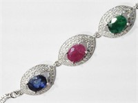Sterling Silver Ruby Sapphire & Emerald (total