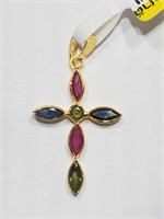 18k Yellow Gold Sapphire And Ruby (total 0.93ct)