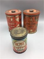 Hellick and Acme Coffee tins