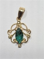 14k Yellow Gold Emerald (0.50ct) Pendant,