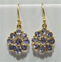 Gold Plated Sterling Silver Tanzanite Earrings,