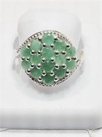 Sterling Silver Emerald (2.52ct) Cluster Ring,