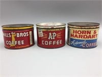 3 Advertising coffee cans