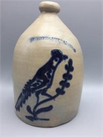 Whites Utica by blue decorated jug stoneware bird