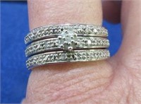 3 sterling silver stackable cz rings - size 10
