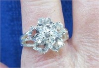 sterling silver cz flower ring - size 10