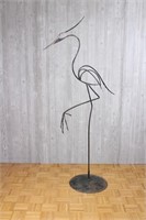 Wrought Iron Stylized Wading Bird Sculpture