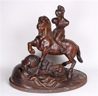 Turn of the Century French Repousse Copper Sculptu