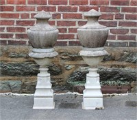 Pair Cast Stone Garden Finials
