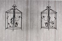 Pair Giacometti Inspired Pendant Lanterns