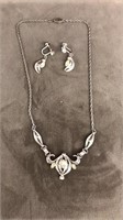 sterling silver necklace and clip on earrings