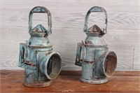 Pair Antique Maritime Signal Lanterns
