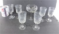 7 coupes en verre - Glass cups