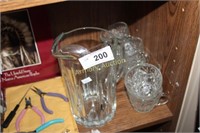 HEAVY PRESSED GLASS PITCHER - PUNCH CUPS