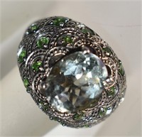 CHUNKY STERLING SILVER RING - GREEN