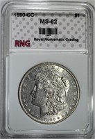 1890-CC MORGAN DOLLAR RNG CH BU