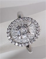 STERLING SILVER RING CZ's, SIZE 7