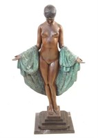 Art Deco J.E. Demcomps Bronze - Nude w Sash