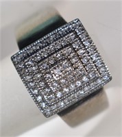 STERLING SILVER RING, CZ's  , SIZE 10