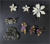 VINTAGE PIN & EARRING LOT, WEISS PIN