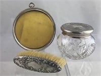 Lot of 3 Vintage Sterling Silver Boudoir Items