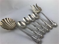 Sterling Flatware Set 4 Spoons & 2 Serving Pieces