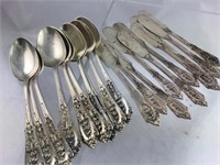 Wallace Sterling 10 Butter Knives & 11 Teaspoons