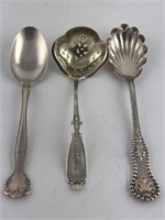 3 Unique Assorted Sterling Silver Serving Spoons