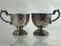 Pr. Antique Sterling Handled Pedestal Wine Cups