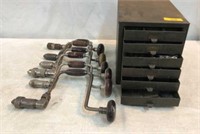 6 Antique Hand Drills a Vintage Organizer V12D